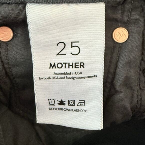 Mother The Rambler High-Rise Straight-Leg Zip Ankle Jeans Not Guilty Black Sz 25 - Picture 10 of 15